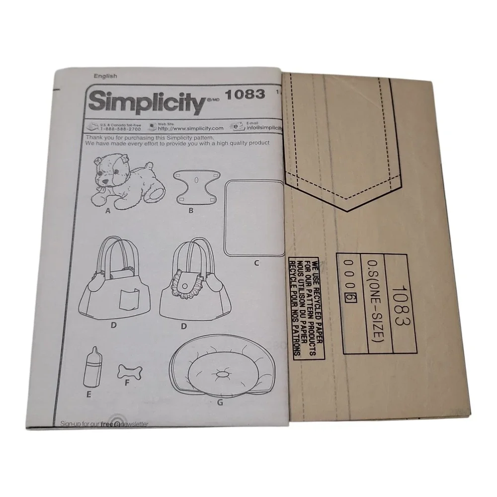 Lot of 3 Sewing Patterns Simplicity 2297 1083 Kwik Sew K3938 Dog Bed Pet Basket